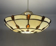 Tiffany Style Amber Jewelled Glass Ceiling Light Shade Uplighter Shade Pendant