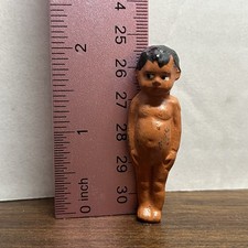 Painted Bisque Frozen Charlotte Miniature Boy Doll - Antique Germany Small