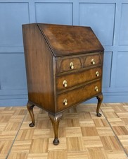 Stunning Art Deco  Figured Walnut Writing Desk Bureau Leather Interior & Drawers