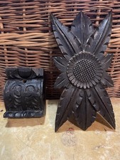 Antique Architectural Salvage Early English Oak Carved Sunflower Corbel ##