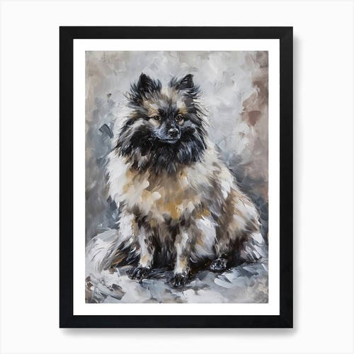 Keeshond acrylic painting - acrylic, 3