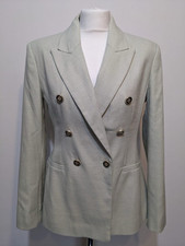 Zara Tailored Double Breasted Light Green Sage Blazer Size M