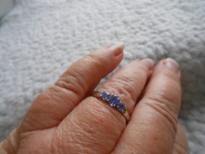 14ct Tanzanite 3 stone ( Trilogy ) Ring...white gold...past.present.future