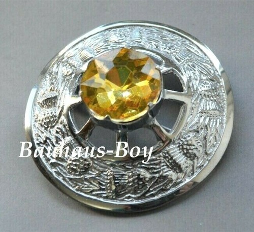 Kilt plaid brooch set stone - plaid,