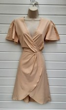 WRAP LOOK TEA DRESS,30S,40S,LINDY/SWING,80S,90S RETRO LOOK,CREAM,SIZE 10 APP