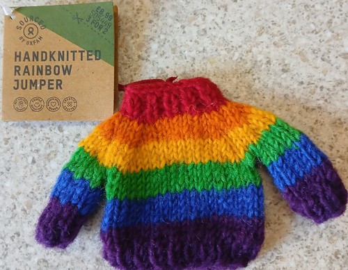 Hand knitted rainbow jumper - hand,