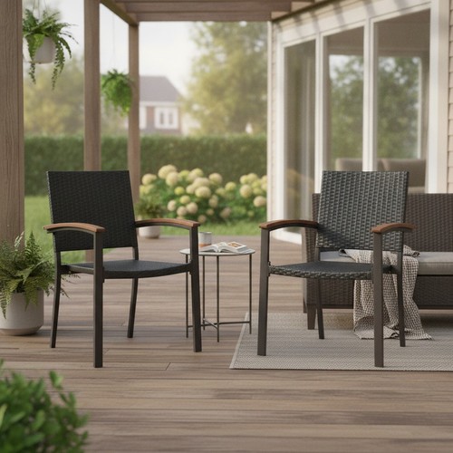 Rattan garden chairs set - garden,