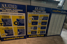 Vintage memorabilia Goodyear tyre pressure wheel alignment and tyre laws sign
