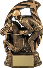 Equestrian Trophies Resin Horse & Jockey Trophy Award 3 Sizes FREE Engraving