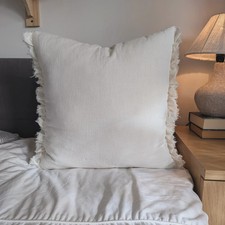 White Linen cushion cover | Frayed edges modern cottage | French Farmhouse 