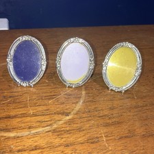 Set Of 3 Mini Silver  Tone  Photo Frames Freestanding