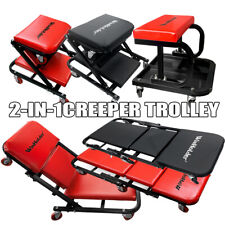 Rolling Folding 2 in 1 Mechanics Creeper Stool 150kg Car Workshop Repair Seat UK