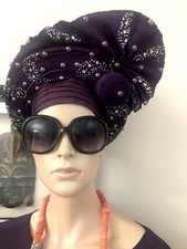 Aso Oke Auto Gele, Purple Auto