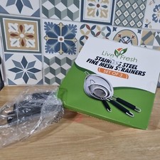 Food Strainer/ seive Set Of 3 Premium Fine Stainless Steel Fine Mesh 