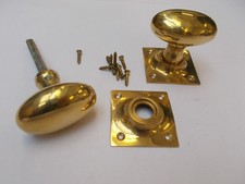 Solid brass Victorian oval Rim mortice lever door knobs pull handles set