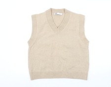 ZARA Women Beige V-Neck