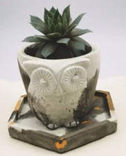 Concrete Owl Planter Plant Pot