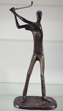 SOLID BRONZE GOLFER - ABSTRACT -10 INCHES TALL.