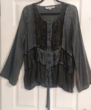 Daisy Leisure Blue Boho Hippy Rock Top Size L XL