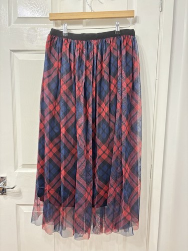 Womens red blue black tartan - red,