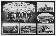 POSTCARD - A CHEERY LINE FROM MARGATE - MULTIVIEW - REAL PHOTO - POSTED 1938