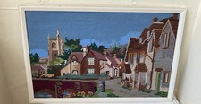 Vintage  wool  tapestry , Castle Combe, mounted