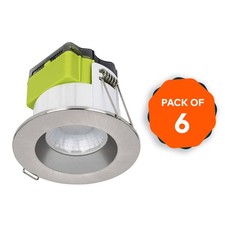 LED Recessed Downlight Warm White 620lm Dimmable Brushed Steel Indoor Pack Of 6