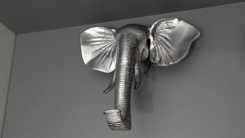 Large silver elephant head - large,