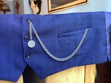 Antique solid silver watch albert chain & Irish coin  Fob 37.7 gm chain 40