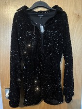PrettyLittleThing Black Sequin Playsuit