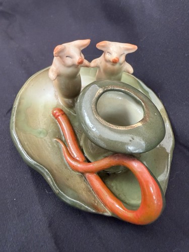 Vintage porcelain pig - porcelain, candle