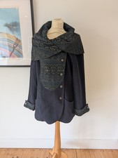 JOE BROWNS Navy Embroidered Tapestry Shawl Collar Coat Jacket UK 18