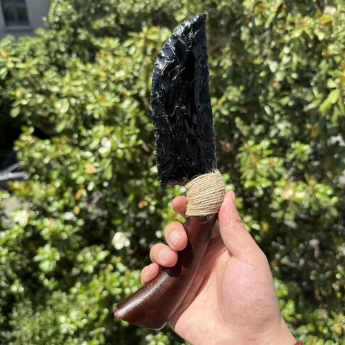 Natural black obsidian - black,