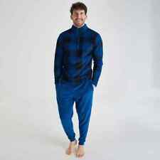 MENS PRIMARK HIGH STREET BLUE CHECKED FLEECE PYJAMAS LOUNGEWEAR NIGHTWEAR WARM