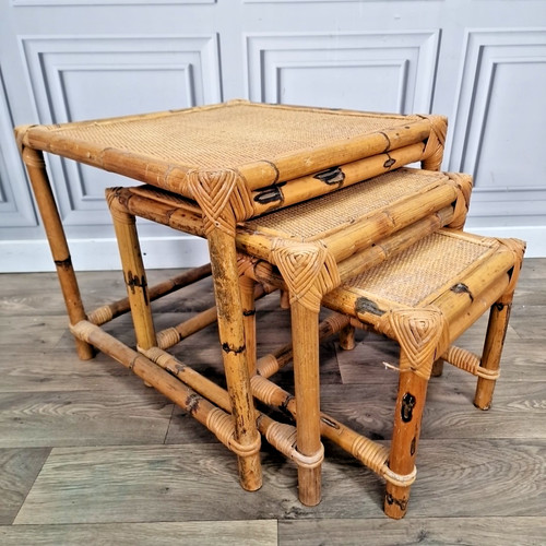 Vintage nest tables bamboo - of,