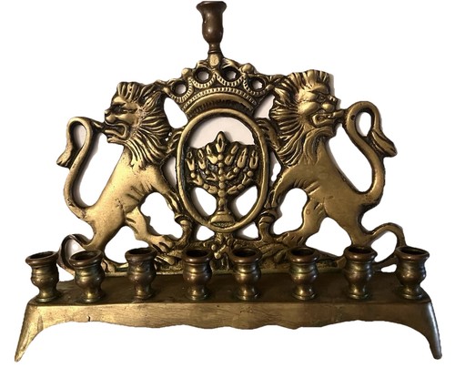 Brass chanukah menorah - brass,
