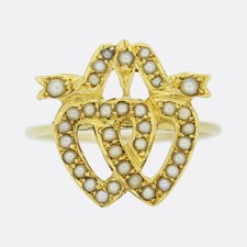 Victorian Pearl Double Heart