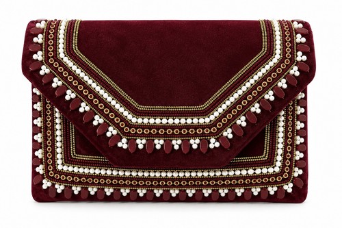 Luxenest maroon velvet - velvet, beaded
