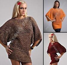 Ladies Womens Knitted Sweater Tunic Loose Batwing Jumper Oversized Tops 10 12
