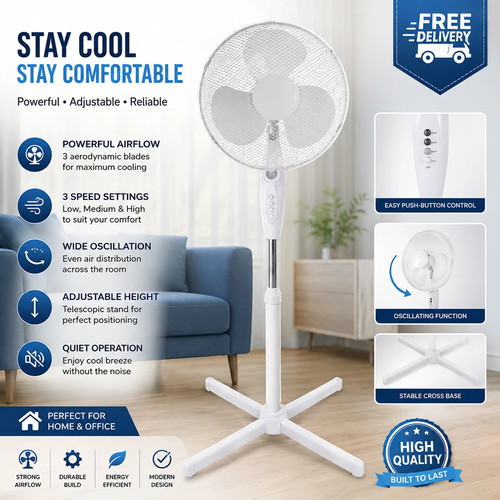 Oscillating pedestal fan - 16",