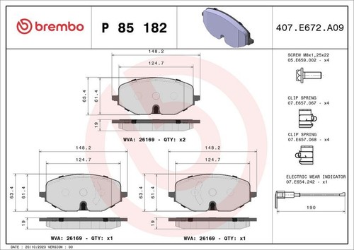 Brembo p85182 front - brembo, pad