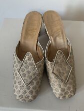 Eureka Evening Shoes/ Mules Cream & Sliver Low Heel Backless. Size 3.5 Uk  36 EU