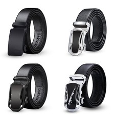 Luxury Men Automatic Buckle Leather Belt Waist Ratchet Business Waistband Gift