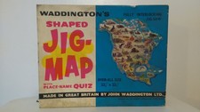 Waddington's North America Shaped Jig-Map + Quiz Jigsaw Puzzle - Complete