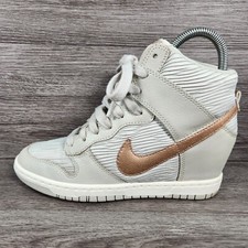 Nike Dunk Sky Hi UK 4 Grey Rose Gold Bronze Copper Wedge Heeled Trainers Shoes 