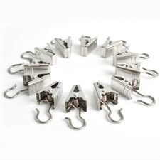 20X Stainless Steel Small Curtain Hanging Bulldog Clips Clamps Pegs Silver Hooks