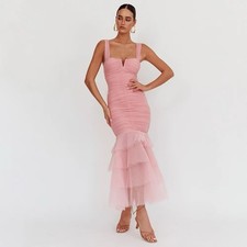 Ruched Mermaid Ruffle Midi