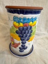 Himark Celina Hand Painted Terracotta Wine Chiller with Underplate Flower/Grapes