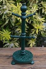 Vintage Cast Iron Green Enamelled Mug Tree Stand