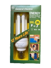 GENERAL ELECTRIC ENERGY SAVING TECH BULB B22 20W = 100W 1200LUMEN 2700K NEW